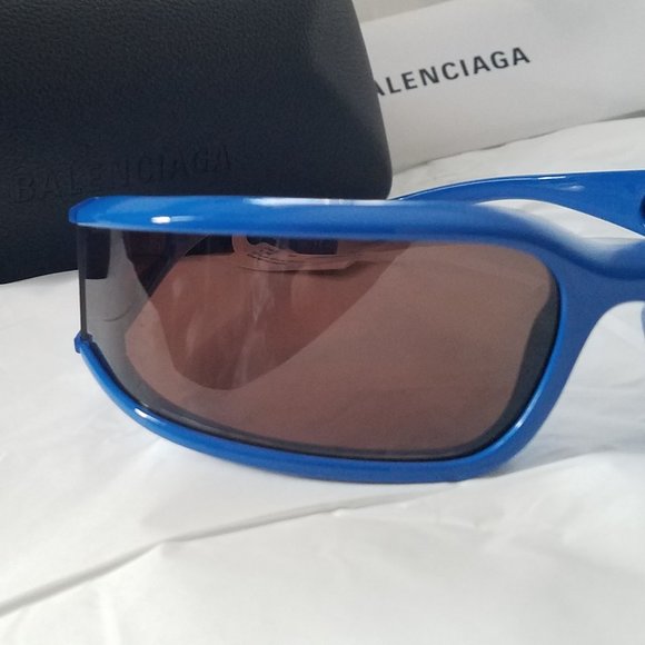 NWT BALENCIAGA 78MM Rectangle Blue Sunglasses - Picture 10 of 10